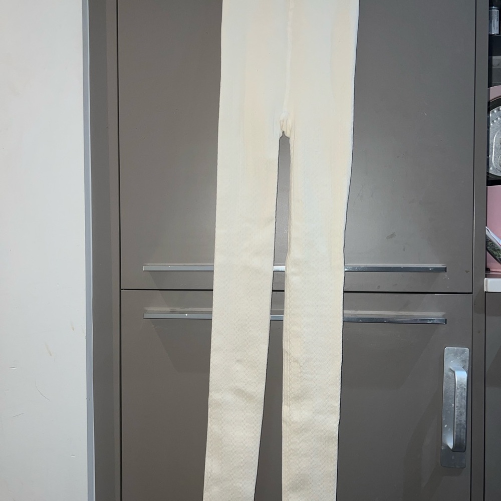 Cream Textured fleece-lined tights, brand new